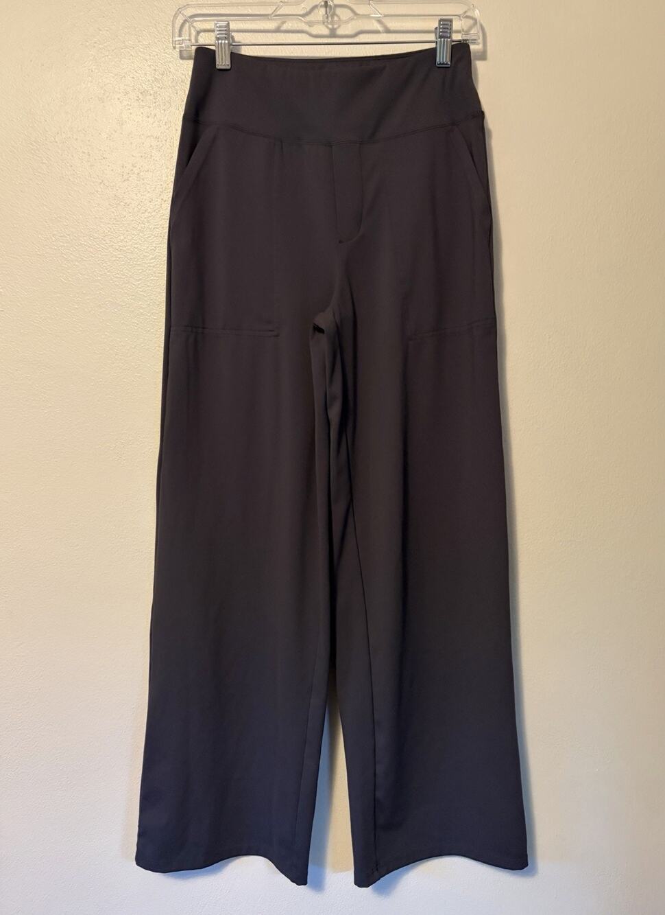 G4Free Wide Leg Yoga Dress Pants Small Pull On High Rise Stretch Pockets Gray